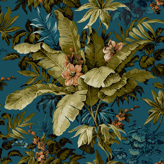 Dutch Wallcoverings Vliesbehang - Asperia- Canopy petrol/groen/oranje - A55801