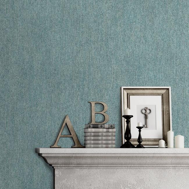 Dutch Wallcoverings Duch Wallcoverings - Couleurs II uni/spikkel blauwgroen - vliesbehang - 10m x 53cm - L091-01