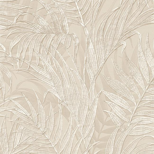 Dutch Wallcoverings Duch Wallcoverings - Grace Tropical palm leaf beige - vliesbehang - 10m x 53cm - GR322102