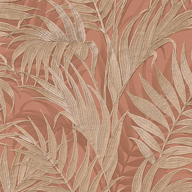 Dutch Wallcoverings Dutch Wallcoverings - Grace Tropical palm leaf brown/gold - GR322106