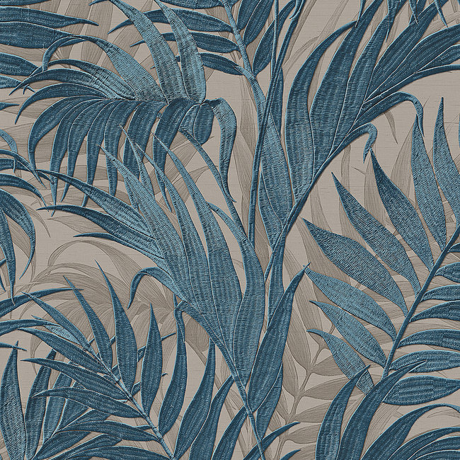 Dutch Wallcoverings Dutch Wallcoverings - Grace Tropical palm leaf petrol/beige - GR322108