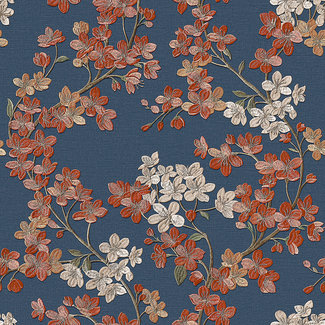 Dutch Wallcoverings Dutch Wallcoverings - Grace Cherry blossom blue/copper - GR322206