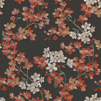 Dutch Wallcoverings Vliesbehang - Grace Cherry blossom black/red - GR322207