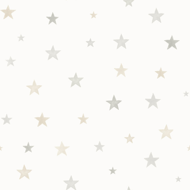 Dutch Wallcoverings Duch Wallcoverings - Little Kids- Stars beige/wit - vliesbehang - 10m x 53cm - JS3011