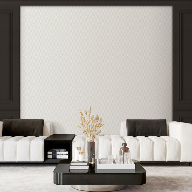 Dutch Wallcoverings Duch Wallcoverings - Grace 3D stitched cube grey - vliesbehang - 10m x 53cm - GR322303