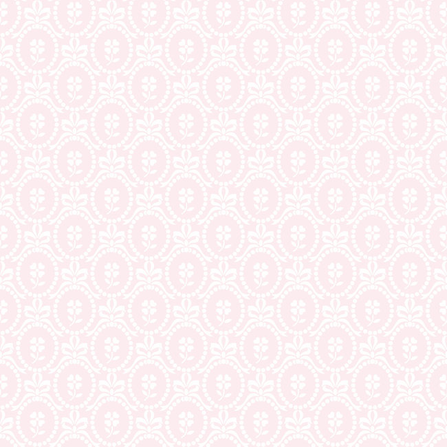 Dutch Wallcoverings Duch Wallcoverings - Little Kids- medaillons roze/wit - vliesbehang - 10m x 53cm - LL07054