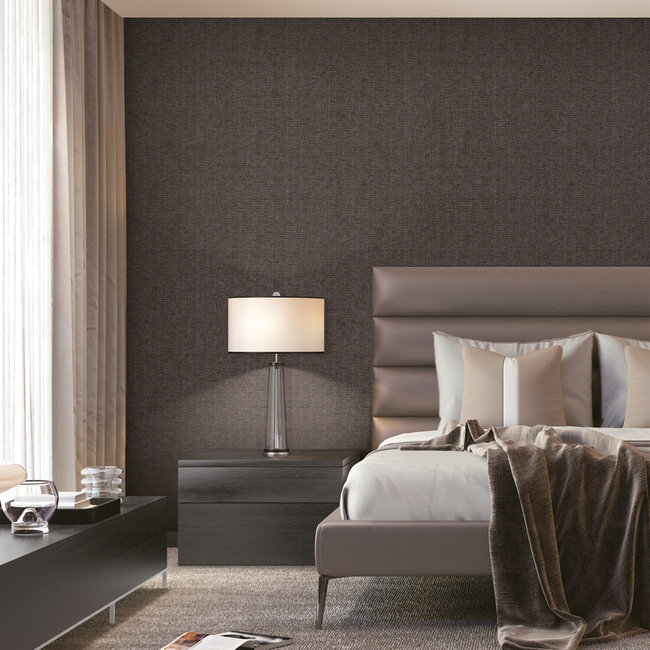 Dutch Wallcoverings Duch Wallcoverings - Grace Hessian text. plain chocolate - vliesbehang - 10m x 53cm - GR322708