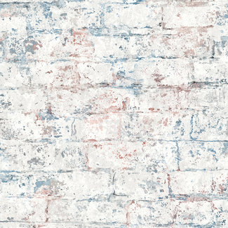 Dutch Wallcoverings Vliesbehang - Loft- baksteen wit/blauw - M529-01