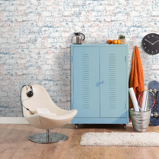 Dutch Wallcoverings Duch Wallcoverings - Loft- baksteen wit/blauw - vliesbehang - 10m x 53cm - M529-01