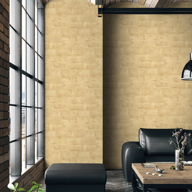 Dutch Wallcoverings Duch Wallcoverings - Loft- baksteen geel - vliesbehang - 10m x 53cm - M530-02