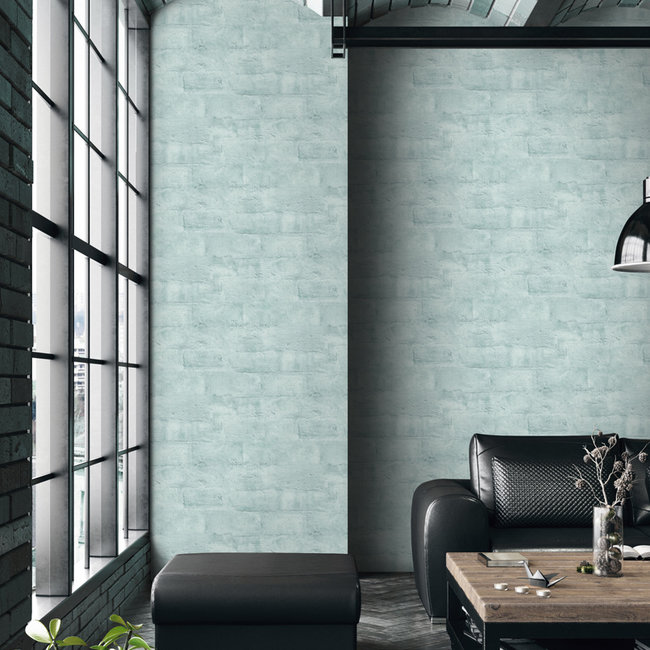 Dutch Wallcoverings Duch Wallcoverings - Loft- baksteen mint - vliesbehang - 10m x 53cm - M530-04