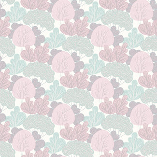 Dutch Wallcoverings Dutch Wallcoverings - My Kingdom- Leaves lichtgroen/roze - A968-03