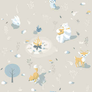 Dutch Wallcoverings Dutch Wallcoverings - My Kingdom- Campfire Animals beige - L313-07