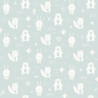 Dutch Wallcoverings Dutch Wallcoverings - My Kingdom- Cute Animals l.groen - L913-04