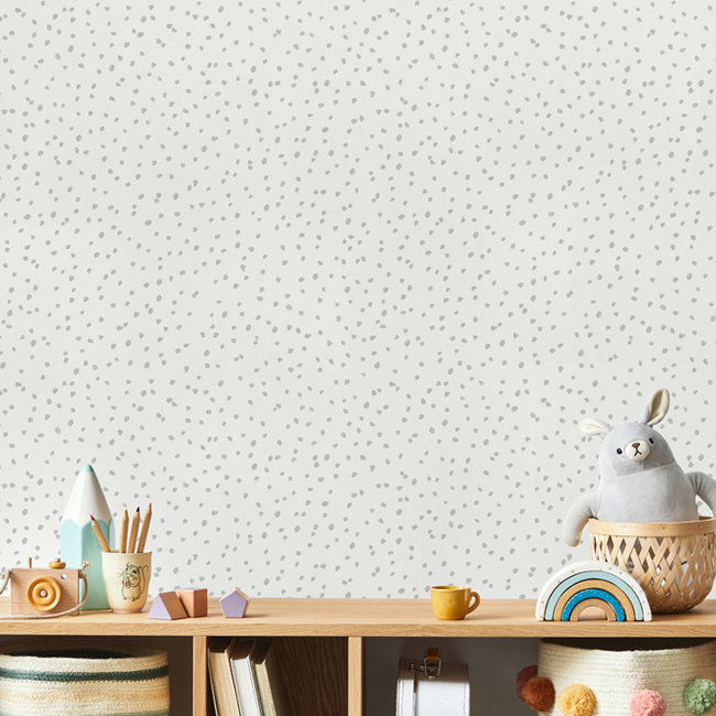 Dutch Wallcoverings Duch Wallcoverings - My Kingdom- Dots Small wit/grijs - vliesbehang - 10m x 53cm - L993-09