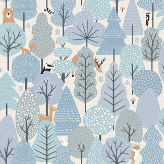 Dutch Wallcoverings Vliesbehang - My Kingdom- Forest Animals blauw - M516-11