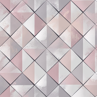Dutch Wallcoverings Vliesbehang - Pop- ruit roze/grijs - M467-03