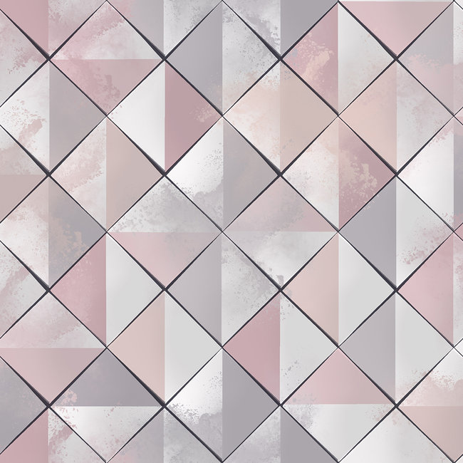 Dutch Wallcoverings Duch Wallcoverings - Pop- ruit roze/grijs - vliesbehang - 10m x 53cm - M467-03