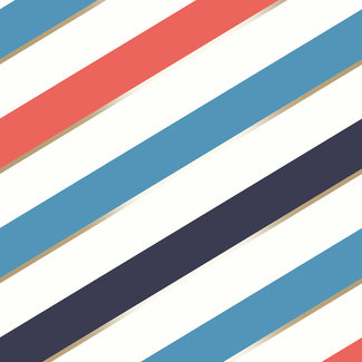 Dutch Wallcoverings Vliesbehang - Pop- streep rood/wit/blauw - M470-10