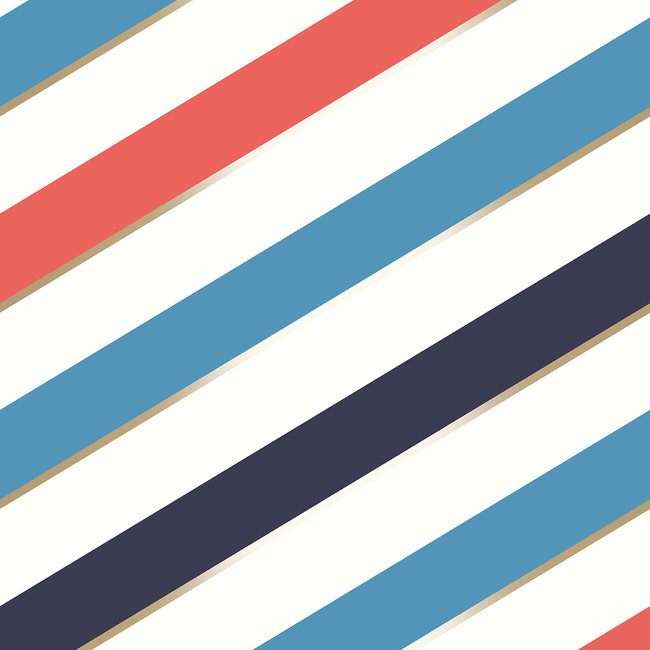Dutch Wallcoverings Duch Wallcoverings - Pop- streep rood/wit/blauw - vliesbehang - 10m x 53cm - M470-10