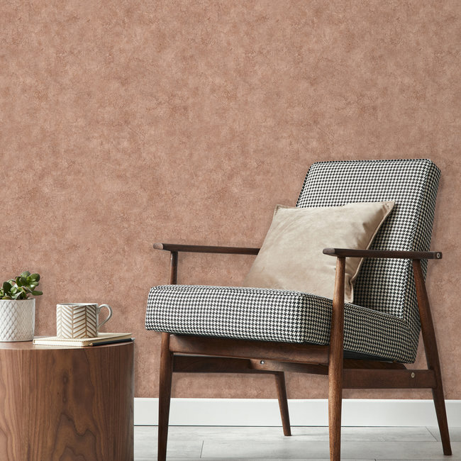 Dutch Wallcoverings Duch Wallcoverings - Structures- uni steenrood - vliesbehang - 10m x 53cm - M550-05