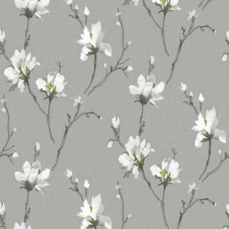 Dutch Wallcoverings FC Akira 70cmx9,14m bloem grijs/wit - AK1204