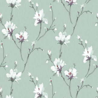 Dutch Wallcoverings FC Akira 70cmx9,14m bloem blauw/wit - AK1205