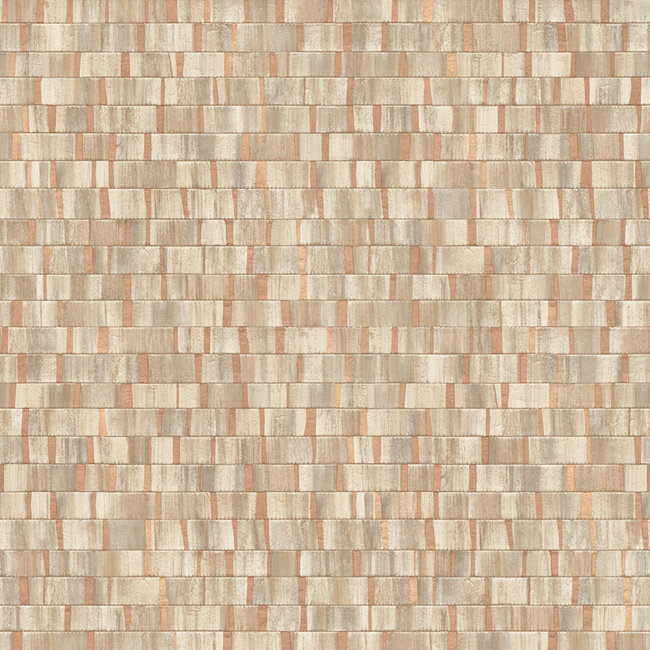 Dutch Wallcoverings FC Artisan Small Metallic Wood Copper  - vliesbehang - 10m x 53cm - 24925
