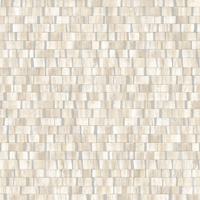 Dutch Wallcoverings FC Artisan Small Metallic Wood Natural/Silver  - vliesbehang - 10m x 53cm - 24926