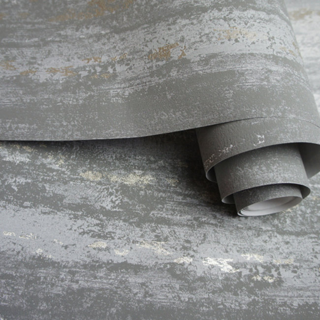 Dutch Wallcoverings FC Bakau- Vesuvius Charcoal - vliesbehang - 10m x 53cm - 65081