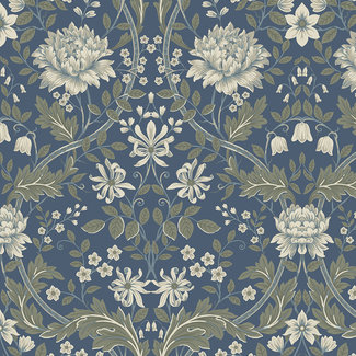 Dutch Wallcoverings FC British Heritage bloem blauw - KT20102