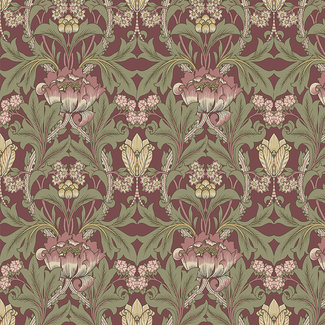 Dutch Wallcoverings FC British Heritage bloem rood/groen - KT20501