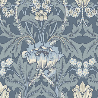 Dutch Wallcoverings Vliesbehang - FC British Heritage bloem blauw - KT20502