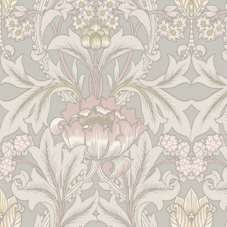 Dutch Wallcoverings FC British Heritage bloem grijs/roze - KT20506