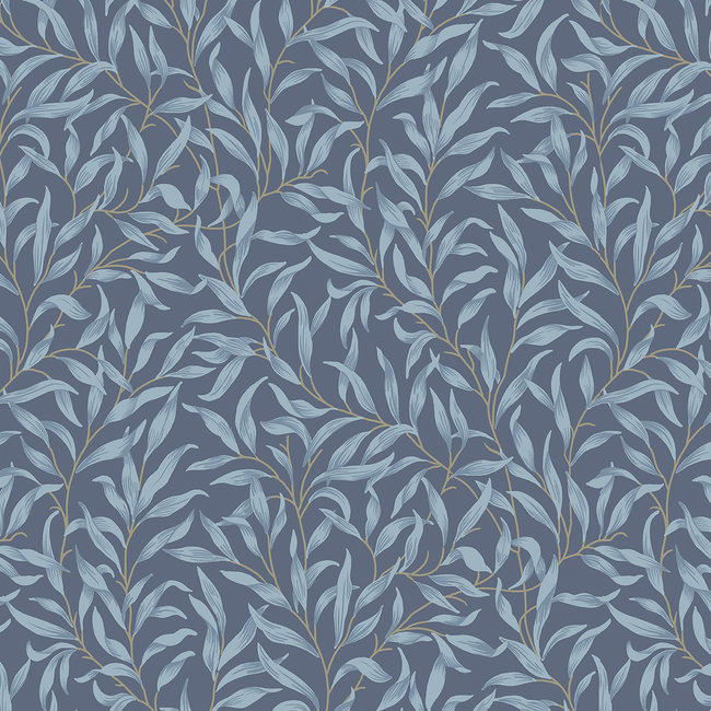 Dutch Wallcoverings FC British Heritage blaadjes blauw - vliesbehang - 10m x 53cm - KT20912