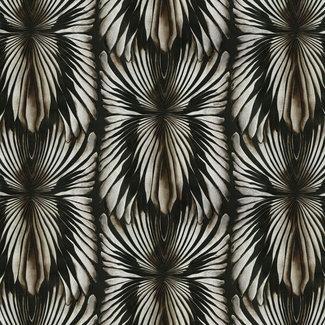 Dutch Wallcoverings Vliesbehang - Roberto Cavalli 8 - blad zwart/zilver - 19002