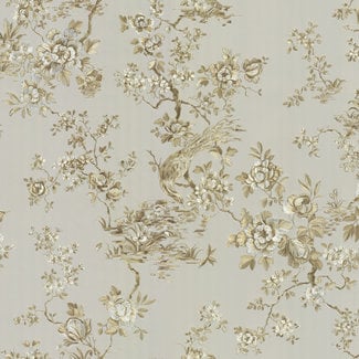 Dutch Wallcoverings Roberto Cavalli 8 - bloem grijs/goud - 19050