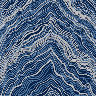 Dutch Wallcoverings Vliesbehang - FC Thom dessin blauw/zilver - TH9307