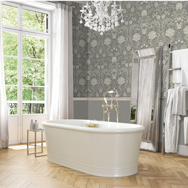 Dutch Wallcoverings FC British Heritage bloem grijs - vliesbehang - 10m x 53cm - KT20108