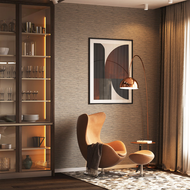 Dutch Wallcoverings FC Thom uni bruin - vliesbehang - 10m x 53cm - TH0601