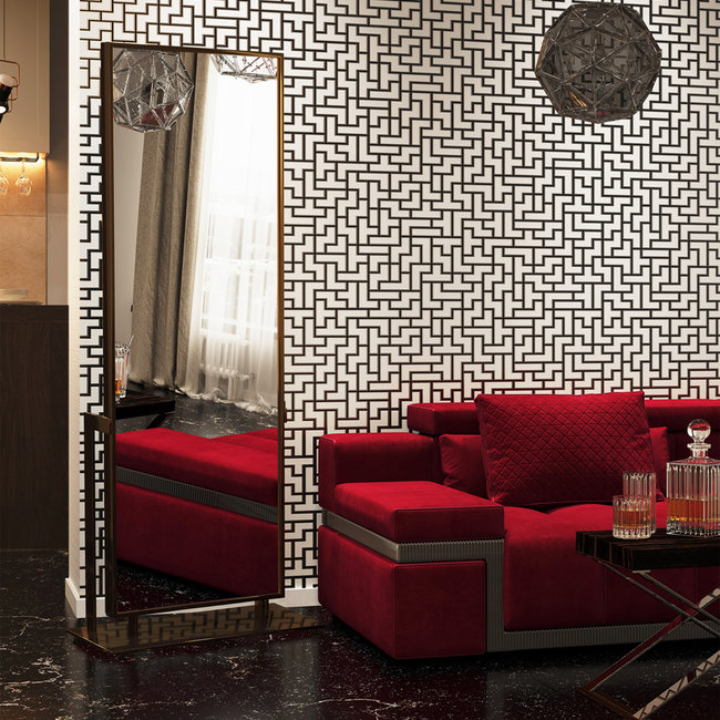 Dutch Wallcoverings FC Thom dessin zwart/wit - vliesbehang - 10m x 53cm - TH9719