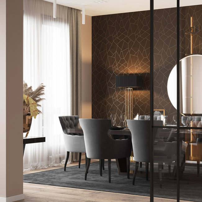 Dutch Wallcoverings FC Thom dessin zwart - vliesbehang - 10m x 53cm - TH9809