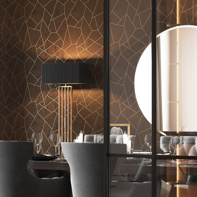 Dutch Wallcoverings FC Thom dessin zwart - vliesbehang - 10m x 53cm - TH9809