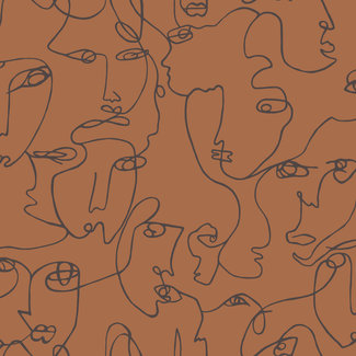 Dutch Wallcoverings Vliesbehang - FC Amazonia- Linear Visage Burnt Orange - 91271