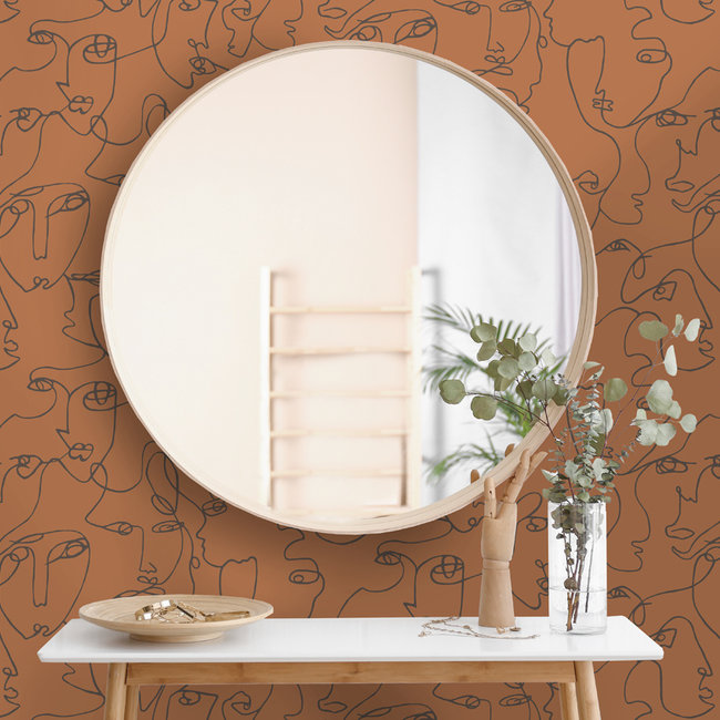 Dutch Wallcoverings Duch Wallcoverings - FC Amazonia- Linear Visage Burnt Orange - vliesbehang - 10m x 53cm - 91271