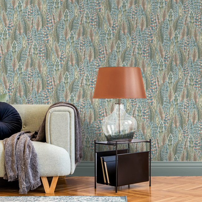 Dutch Wallcoverings Duch Wallcoverings - FC Amazonia- Amherst Coral/Blue - vliesbehang - 10m x 53cm - 91302