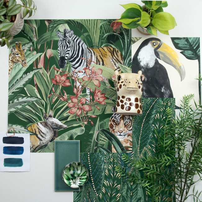 Dutch Wallcoverings Duch Wallcoverings - FC Amazonia- Serengeti Green - vliesbehang - 10m x 53cm - 91310