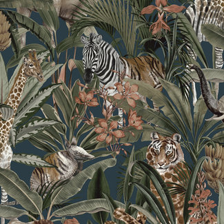 Dutch Wallcoverings Dutch Wallcoverings - FC Amazonia- Serengeti Navy - 91312