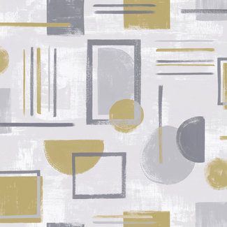 Dutch Wallcoverings Vliesbehang - FC Amazonia- Nordic Geo Grey/Ochre - 91331