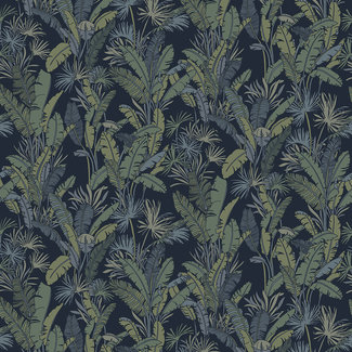 Dutch Wallcoverings Dutch Wallcoverings - FC Nouvel palmbladeren blauw/groen - NO7131